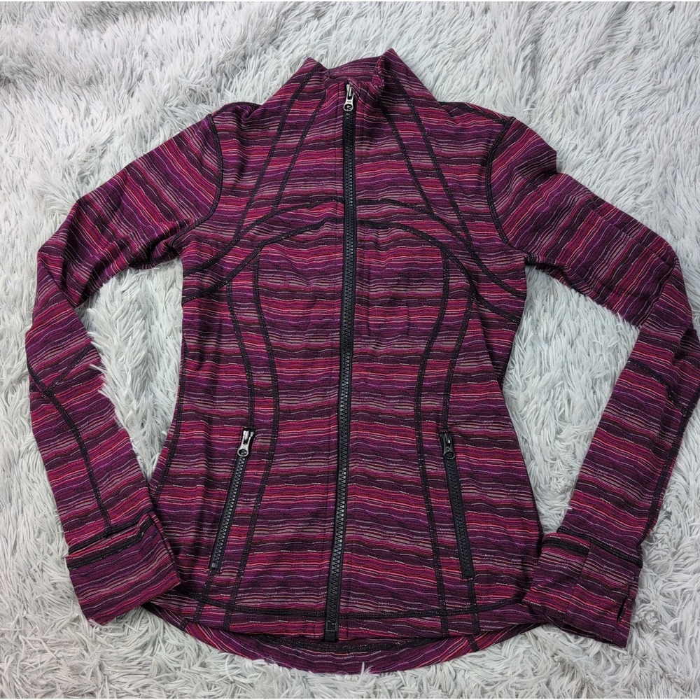 Lululemon Sweatshirt Womens 6 Colorful Define Zip Up Pockets Thumb Hole Active